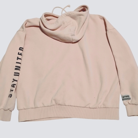 Pull&Bear | Pastel Pink Hoodie with PalmTree Streetwear Malibu Vibes | Size SM - Picture 8 of 11